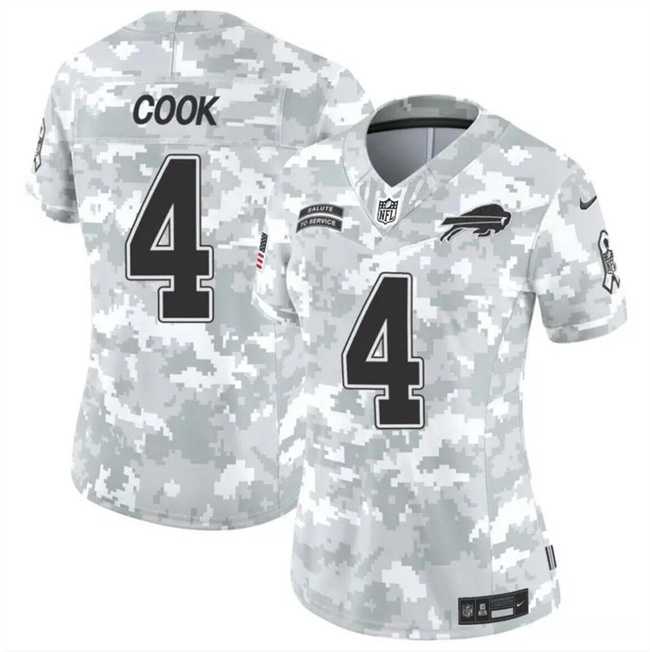 Women%27s Buffalo Bills #4 James Cook 2024 F.U.S.E Arctic Camo Salute To Service Limited Stitched Jersey Dzhi